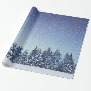 Djupfryst plats för snövinterskog presentpapper