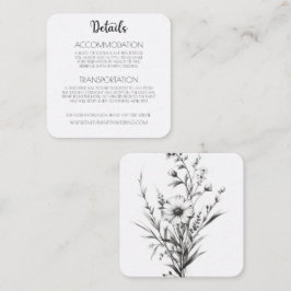 Djupgående svarta och vita vildblommor Bröllopsdet Tilläggskort