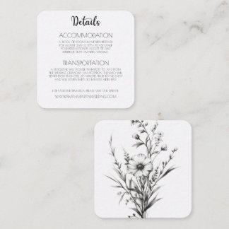 Djupgående svarta och vita vildblommor Bröllopsdet Tilläggskort