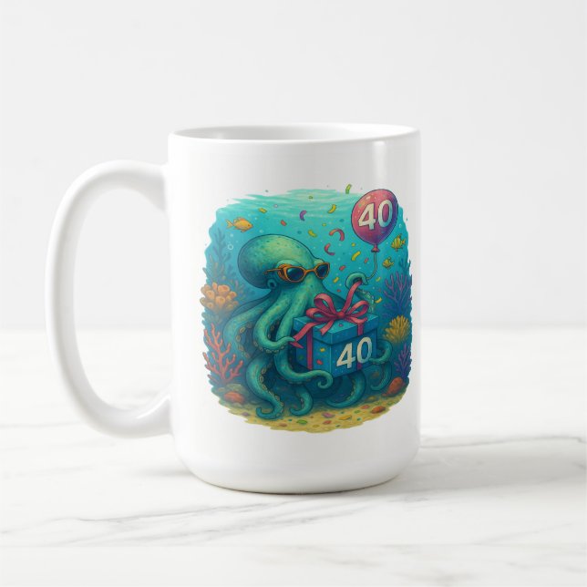Djuphavets Party: 40:e födelsedagen Octopus Mugg (Vänster)