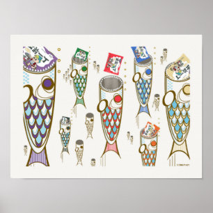 Djuphavsabborre Fiske Eating Ramen Noodle Poster