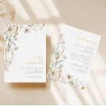 Djuphavsängar i en Bröllop Inbjudningar<br><div class="desc">Den här Whimsical Wildblomsängen i en bröllopsinbjudan är perfekt för din enkla, elegant boho bröllop. Den moderna ortodoxa grey som åtföljs av de minimalistiska vildblommorna med vattenfärg kommer att bidra till att ge liv åt din vision! Den här utformningen av blommor från söt guld, vidrör av grönt och lila från...</div>