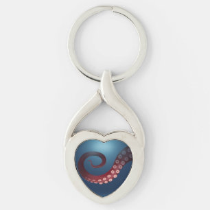 Djuphavsbläckfisk - marin liv Steampunk Explorer Twisted Heart Silverfärgad Nyckelring
