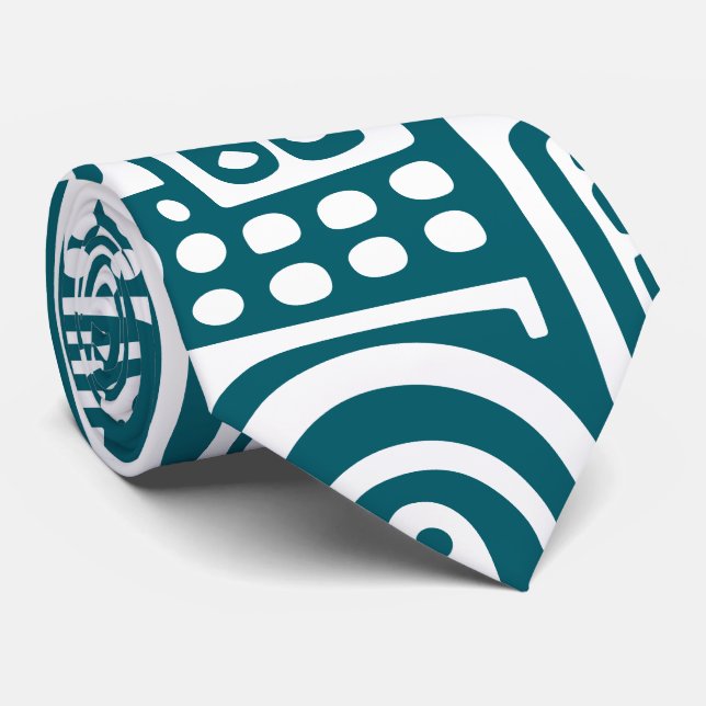 Djuphavsbotten och vita doodlar 4 av 7 slips (Rullad)