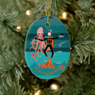 Djuphavsdykare jul julgransprydnad keramik