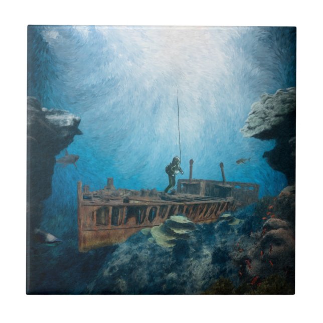 Djuphavsdykare Kakelplatta (Framsidan)