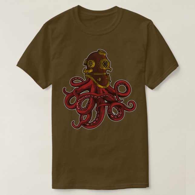 Djuphavsdykning av bläckfisk t shirt (Design framsida)