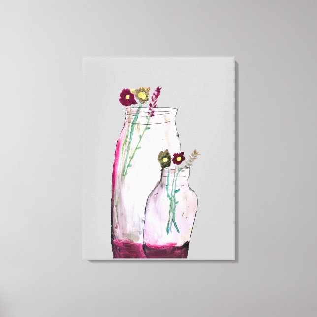 Djuphavsfärgad vilda blommor i vas canvastryck (Framsida)