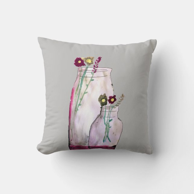 Djuphavsfärgad vilda blommor i vas kudde (Framsida)