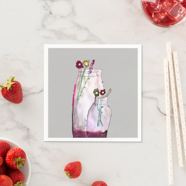 Djuphavsfärgad vilda blommor i vas pappersservett (Insitu)