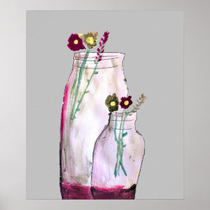 Djuphavsfärgad vilda blommor i vas poster