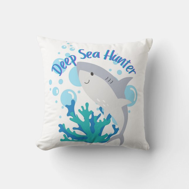 Djuphavshajare tecknad stil kudde (Framsida)