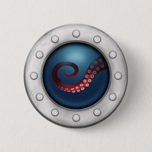 Djuphavskräfta Steampunk Octopus Knapp (Framsida)