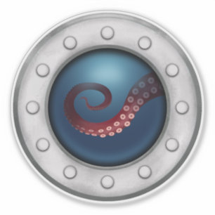 Djuphavskreatur i Porthole Submarine Nautical Klistermärken
