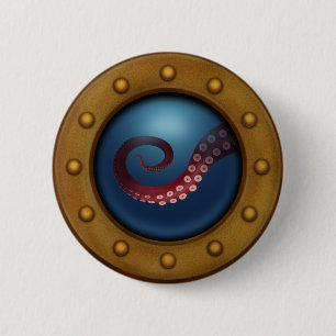 Djuphavssköldpadda Steampunk Octopus Knapp