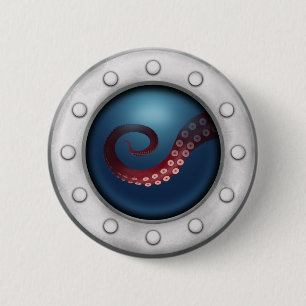 Djuphavssköldpadda Steampunk Octopus Knapp