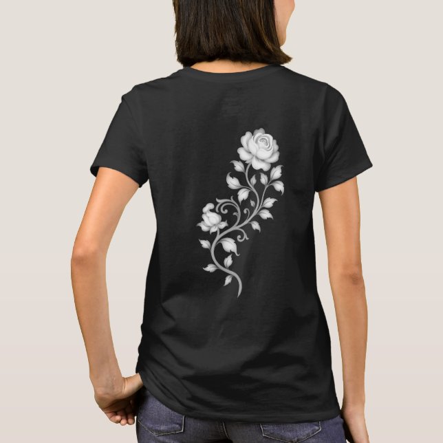 Djupkartsrosdesign på T-Shirts baksida (Baksida)