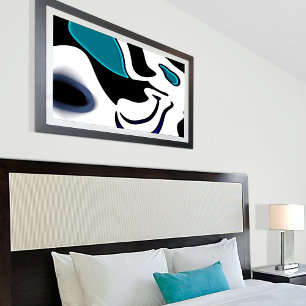 Djupladdning: Abstrakt svart, vit och blå Canvastryck