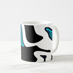 Djupladdning: Abstrakt svart, vit och blå Kaffemugg