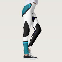 Djupladdning: Abstrakt svart, vit och blå Leggings