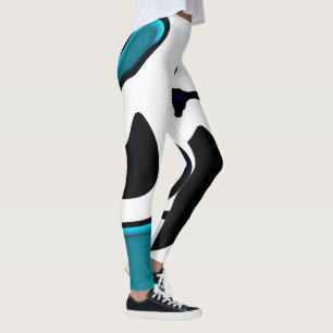 Djupladdning: Abstrakt svart, vit och blå Leggings