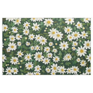 Djuplåga små vita tusensköna blommor blomster möns tyg