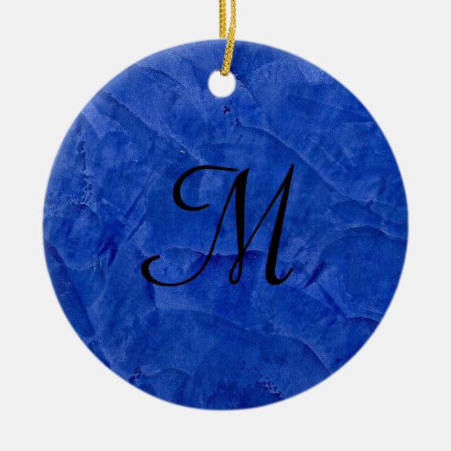 Djuplågs falsk stenmonogram cirkelornament julgransprydnad keramik (Framsidan)