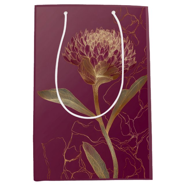 Djuplila Guld Botanisk Blommig Linjedesign (Framsidan)