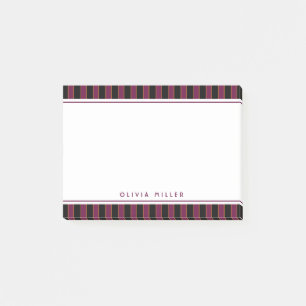 Djuplila randig rosa lila mönster specialdesign post-it block