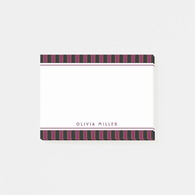 Djuplila randig rosa lila mönster specialdesign  post-it block (Framsida)