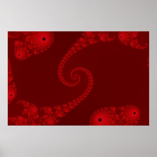 Djupröd dubbel spiralposter poster (Framsidan)