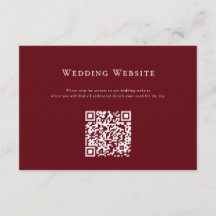 Djupröd Modern Bröllopswebbplats QR-kodkort