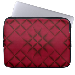 Djupröd Quiltad Lädermönster Laptop Fodral