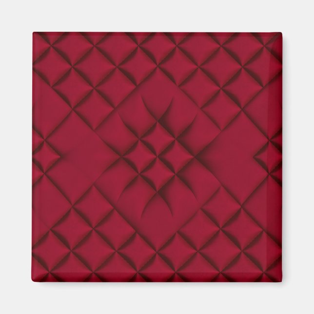 Djupröd Quiltad Lädermönster Magnet (Framsidan)