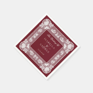 Djupröd spetsdoily Old Money Bröllop Pappersservett
