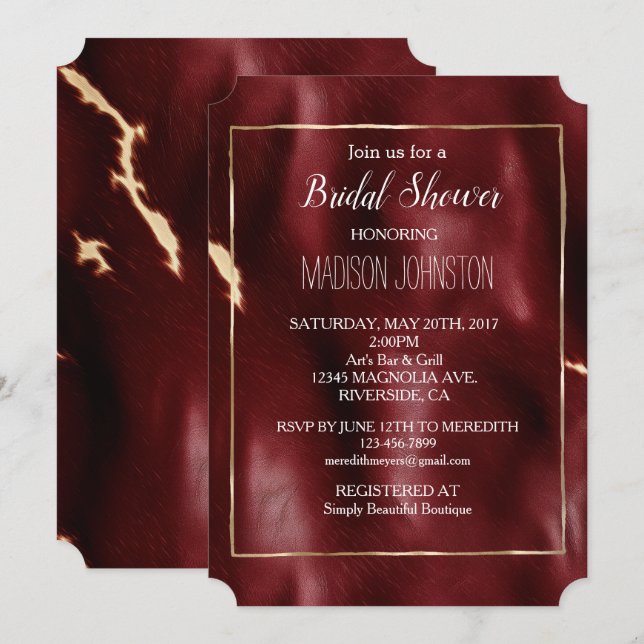 Djupröd sydvästlig kohud inbjudningar (Fram/baksida)