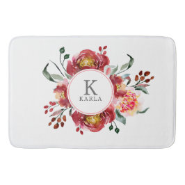 Djupröda blommor bouquet badrumsmatta