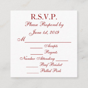 Djupröda och vita svars-RSVP-kort Tilläggskort