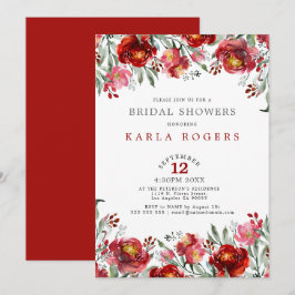 Djupröda trädgårdsblommor gräns inbjudningar