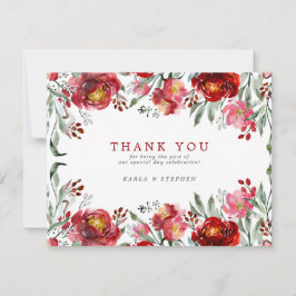 Djupröda trädgårdsblommor tack kort