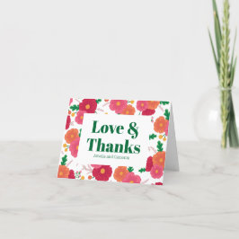 Djuprosa bröllopsvikta tackkortet tack kort