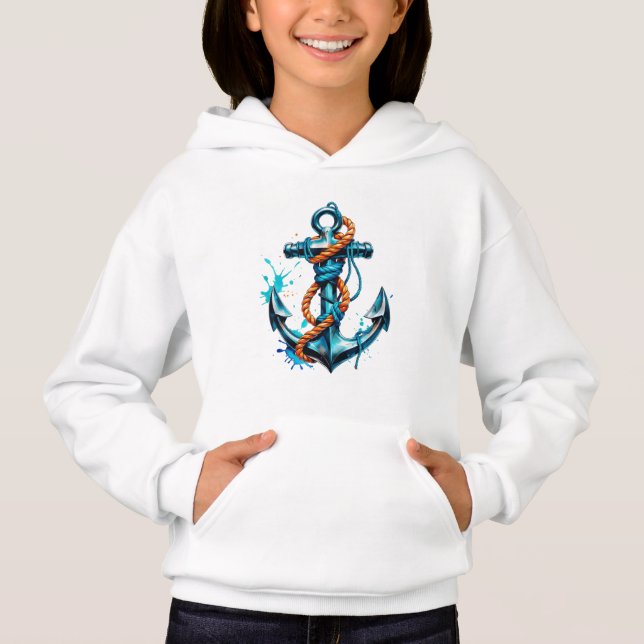 Djuprotad - Nautical Anchor Stänk Art T Shirt (Framsida)