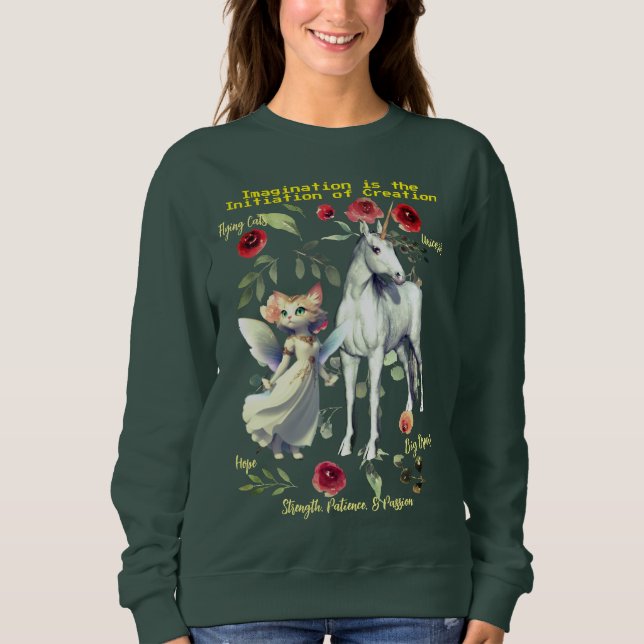 (Djupskog) Fashionable Trendig Unicorn Cats Roligt T Shirt (Framsida)