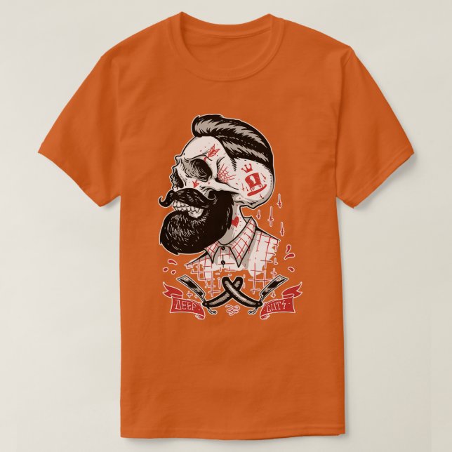 Djupstyckningsdelar av Beard skalle T Shirt (Design framsida)