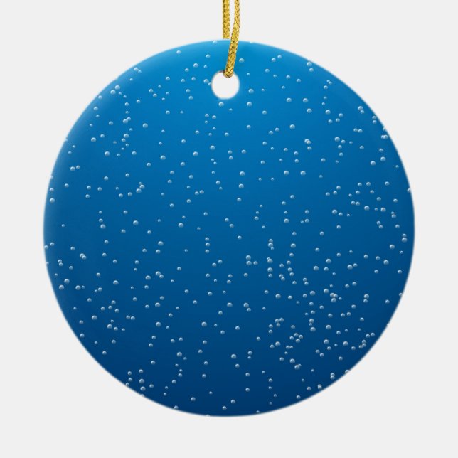 Djupt Blått Vatten och Små Bubblor Julgransprydnad Keramik (Framsidan)