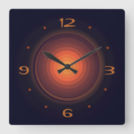 Djupt brunt med Guld Swirl Center>Väggur Fyrkantig Klocka