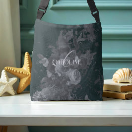 Djupt Grön Vintage Blommig Stilleben Stilfull Axelväska