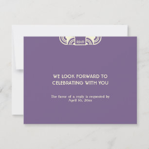 Djupt lila deco bröllopsinbjudan RSVP-svar OSA Kort