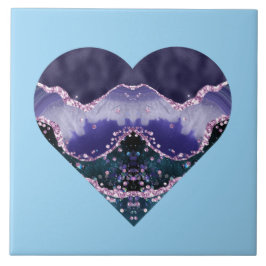 Djupt Lila Vattenfärgsutsikt i blått Kakelplatta