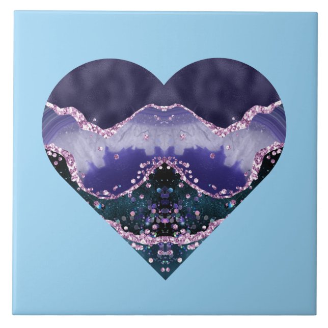 Djupt Lila Vattenfärgsutsikt i blått Kakelplatta (Framsidan)